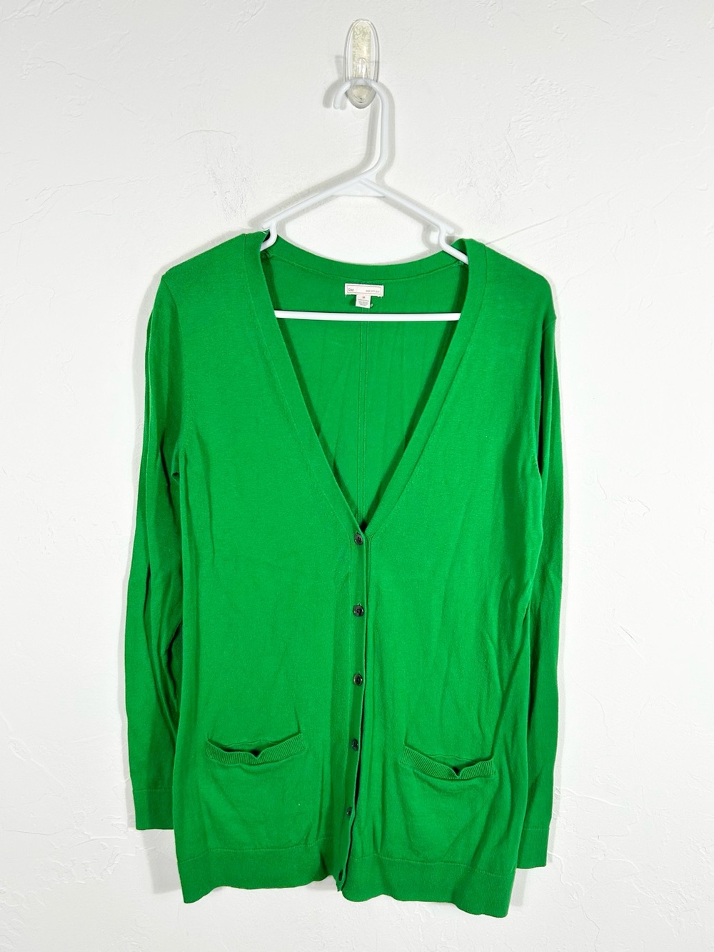 GAP Women's Medium Green V-Neck Button Cardigan Sweater Cotton Silk Blend